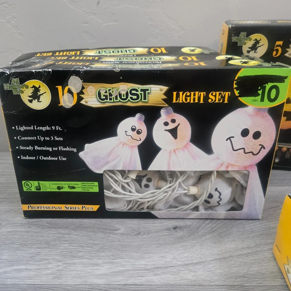 Vintage All Hallows Eve Halloween Light 5 Mix Sets Bundle Decor Pumpkins & Ghost